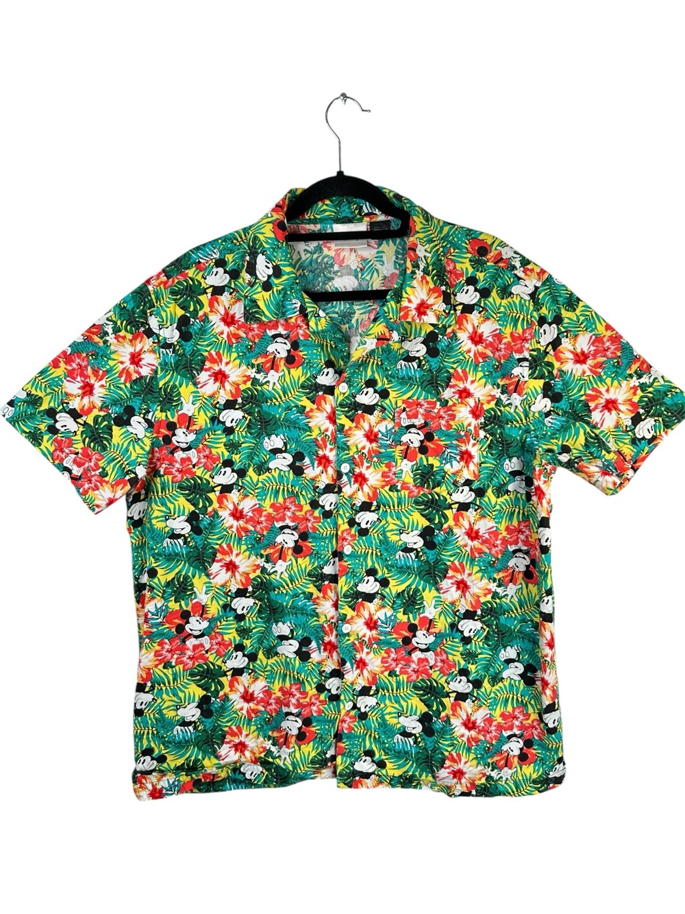 Disney Mickey Mouse Tropical Hawaiian Shirt XL Cotton Button Up Resort Vacation - Picture 2 of 16